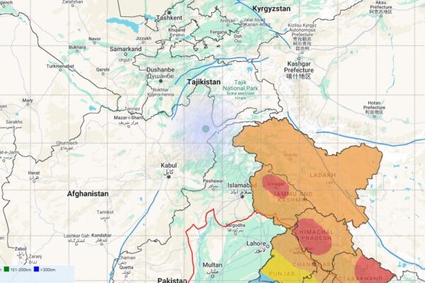 Earthquake in Afghanistan, felt tremors, intensity 4.3 estimated
