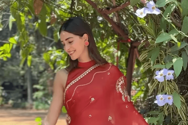 Ananya Panday roots for quiet luxury in a red Kshitij Jalori sari