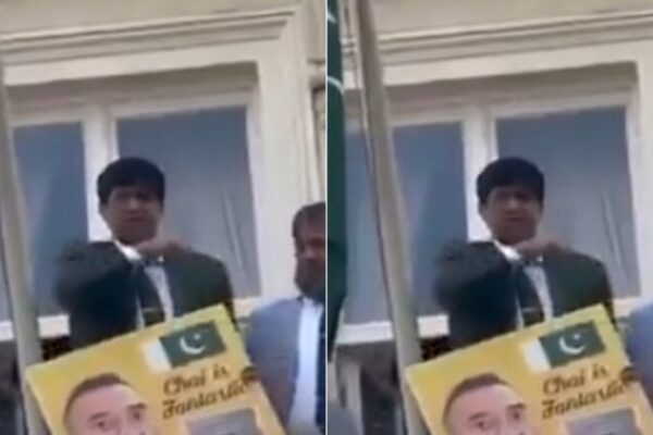 Protests were taking place at Pahalgam in London, see the act of shameless officer of Pakistani Embassy