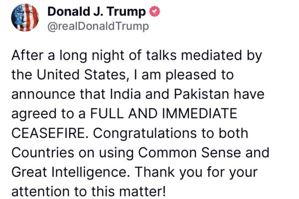 Why did Trump get his breaking news for the ceasefire of India and Pakistan?