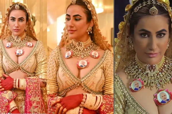 Ruchi Gujjar Embrrass India Cannes 2025 wore the necklace with a deep cleavage of PM Modi